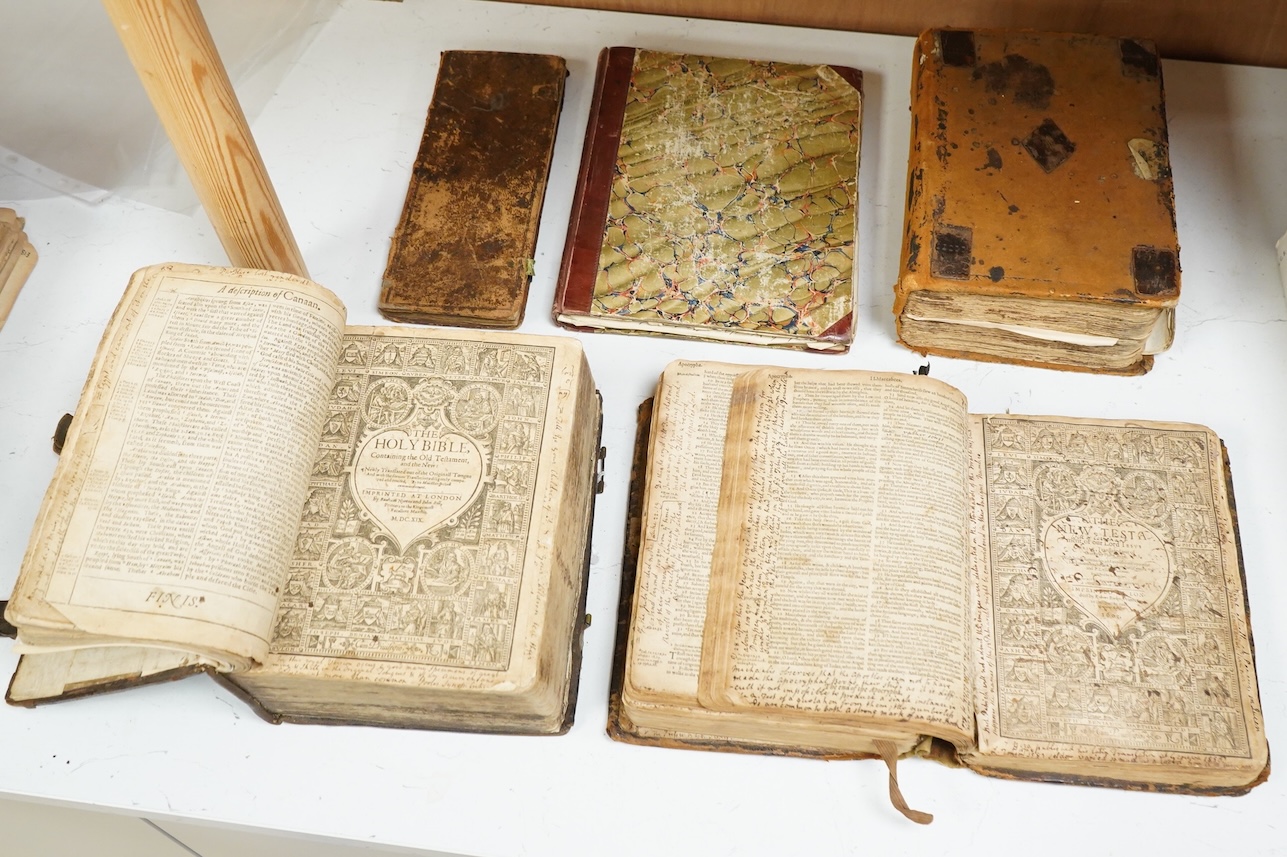 A BIBLE ARCHIVE - A highly unusual collection of three English Bibles, having belonged to the Whytehead family (of Yorkshire's North and East Ridings); comprising The Bishops' (1573 edition), a Geneva (1603 edition) and